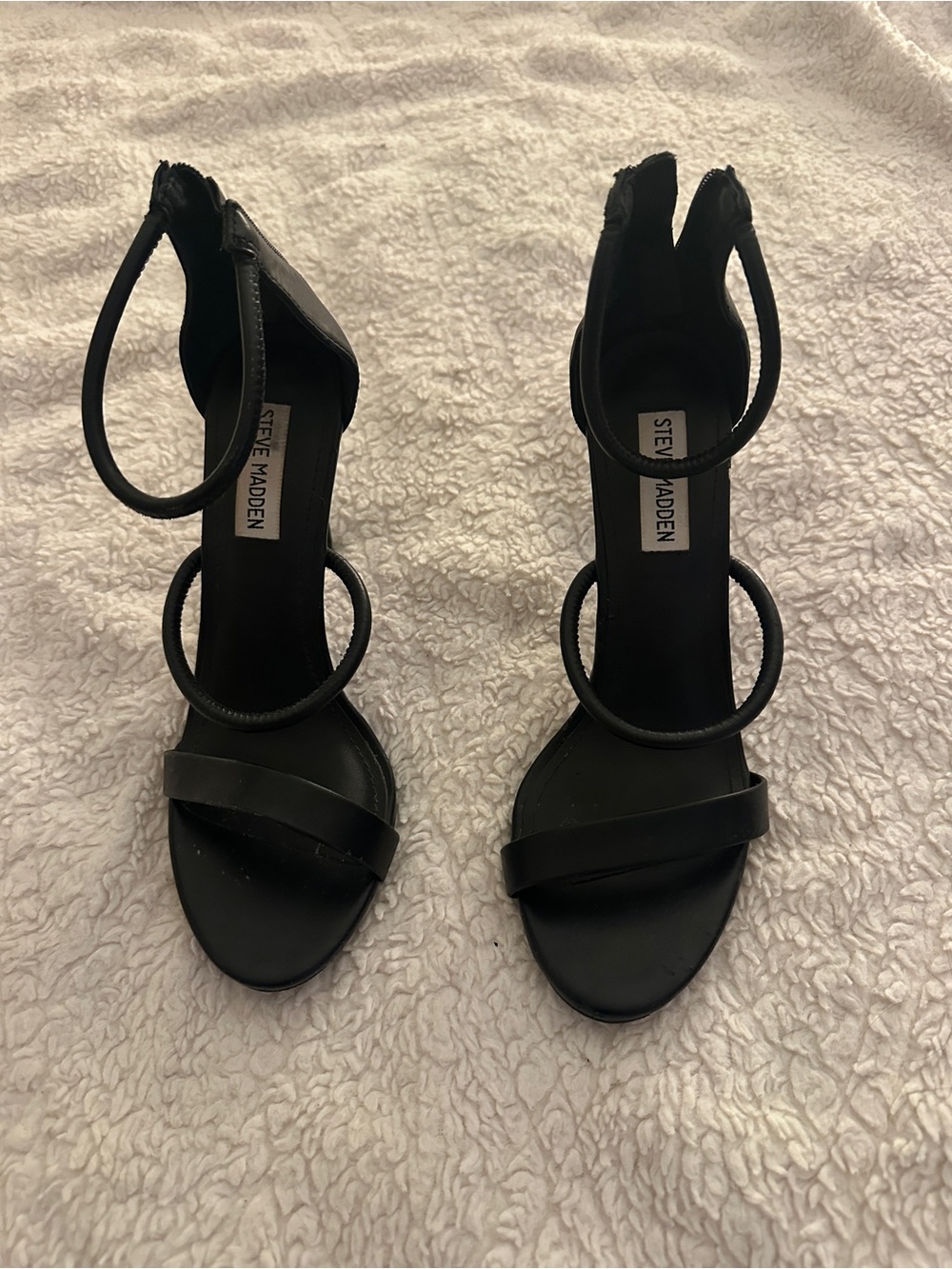 Steve Madden Black Circle-Strap High Heel Sandals